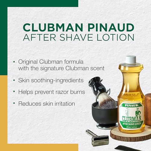 Clubman Pinaud After Shave Lotion, Soothes Skin After Shaving with Masculine Fragrance, 16 Oz