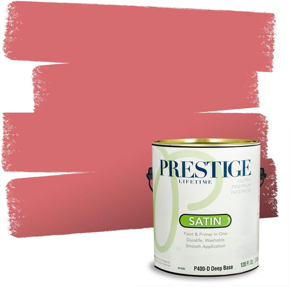 PRESTIGE Paints Exterior Paint and Primer In One, 1-Gallon, Satin, Comparable Match of Sherwin Williams* Grenadine*