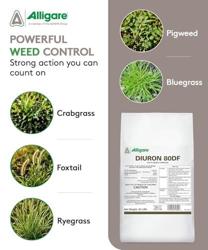 Alligare Diuron 80 DF Herbicide - Pre- & Post-Emergent Weed Killer for Industrial & Non-Crop Areas - Controls Crabgrass, Ryegrass & Broadleaf Weeds - Dry Granules for Ground Application - 5 lb