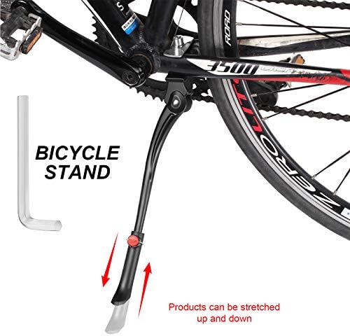 Boao Cycling Side Kickstand Adjustable Bicycle Support Stand Aluminum Alloy Bike Support Stand with 8 mm Hexagon Wrench for 24, 26