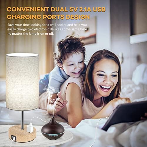Set of 2 Touch Control Table Lamps with 2 USB Charging Ports&AC Outlet