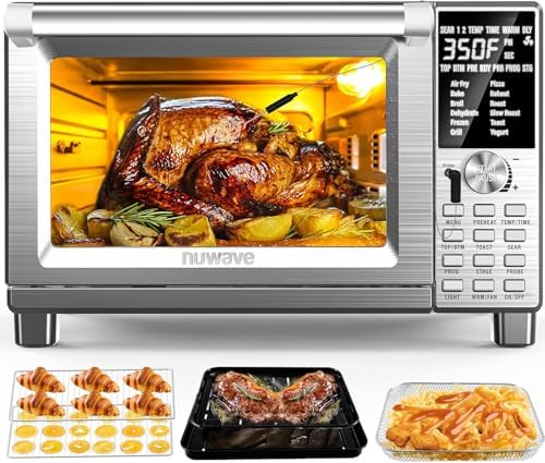 Nuwave Bravo Air Fryer Toaster Smart Oven, 12-in-1 Countertop Convection | 30-QT XL Capacity, 50°-500°F Temperature Controls