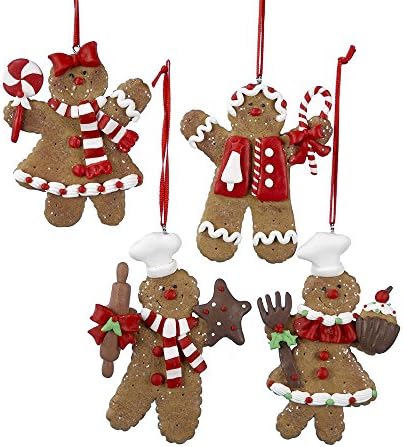 Kurt Adler 4-Inch Claydough Gingerbread Ornament, Set of 4