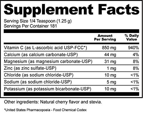 NutriBiotic - Cherry Electro-C Vitamin C & Electrolyte Powder, 8 Oz | 850 Mg Vitamin C Per Serving | Effervescent Electrolyte Recharge | Buffered & Highly Soluble | Non-GMO & Gluten Free