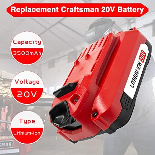 DTK 2Pack 3.5Ah Battery Replacement for Craftsman 20V Battery CMCB201 CMCB202 CMCB202-2 CMCB204 CMCB204-2 V20 Cordless Tool Battery