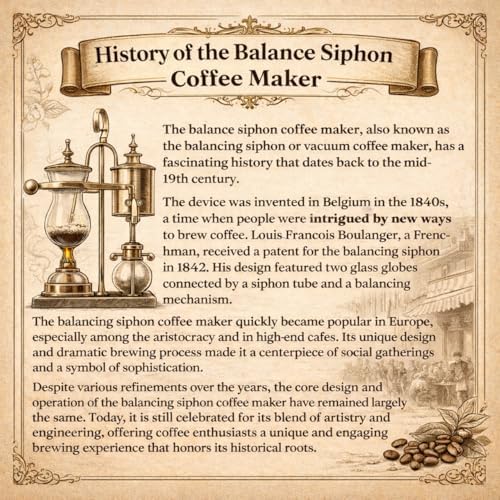 Nispira Belgian Balance Syphon Vacuum Coffee Maker, 500 ml Vintage Gravity Brewing System, Silver Finish, Manual Tabletop Coffee Brewer