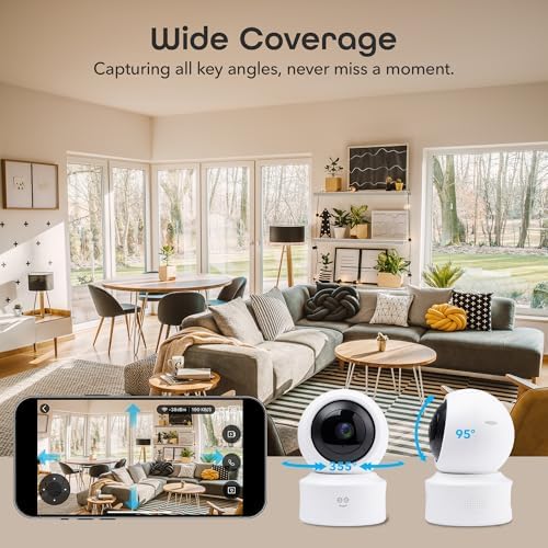 Geeni Scope Ultra 2K 360° Smart Indoor Camera, Auto-Tracking, 1440p HD | 360-degree auto-tracking motion detection, dual band Wi-Fi