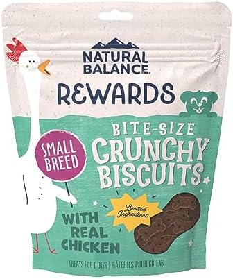 Natural Balance Limited Ingredient Rewards Crunchy Biscuits, Bite-Size Grain-Free Dog Treats for Small-Breed Dogs, Made with Real Venison, 8 Ounce (Pack of 1)