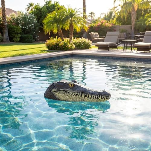 Pond Floating Alligator Head Decoy, Outdoor Pools Float Fake Gator Head Duck Detterent for Pool, Crocodile Head for Decorations, Swimming Pool