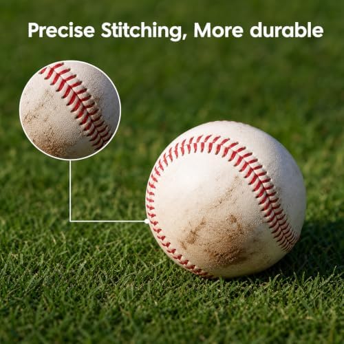 Tebery 12 Pack Standard Size Adult Baseballs Unmarked & Leather Covered Training Ball