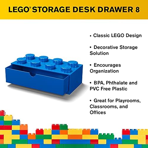 Room Copenhagen Lego Storage Brick 8 Desk Drawer, 8-Stud Stackable Tabletop Storage Box, 12.4 x 6.2 x 4.4 in