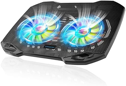 LIANGSTAR Laptop Cooling Pad, Gaming Laptop Cooler with 2 Quiet Big Fans, RGB 7 Color Light Change, Portable USB Laptop Stand 11 to 15.6 Inch