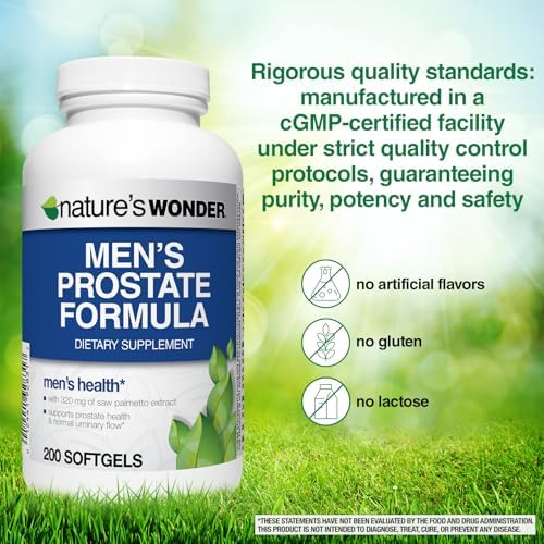 Nature's Wonder Men's Prostate Formula with Saw Palmetto, 200 Softgels | With Beta-Sitosterol, Lycopene & Zinc