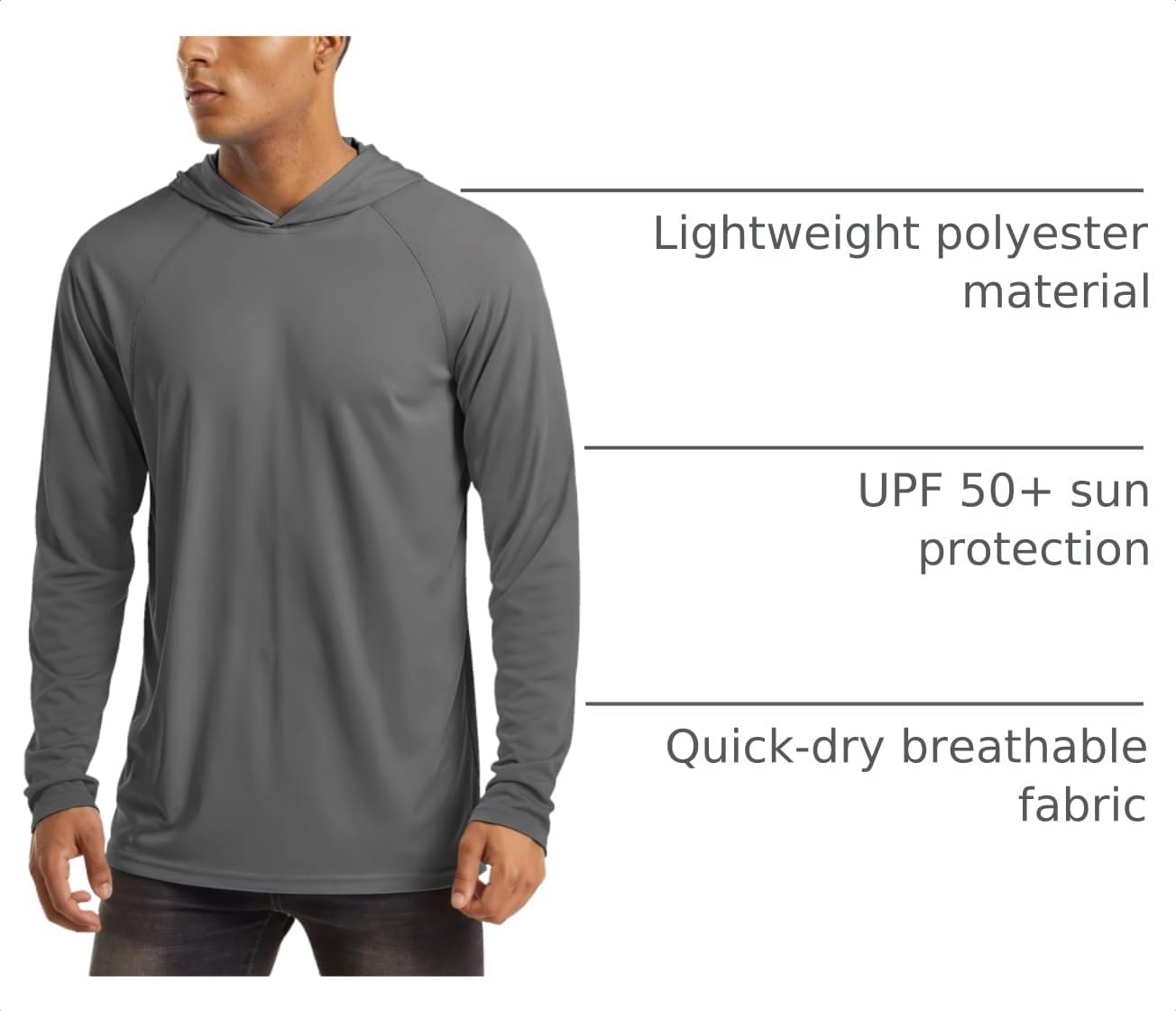 MAGCOMSEN Men's Hooded UPF 50+ Sun Protection T Shirts Long Sleeve Athletic Fishing Shirts Rash Guards