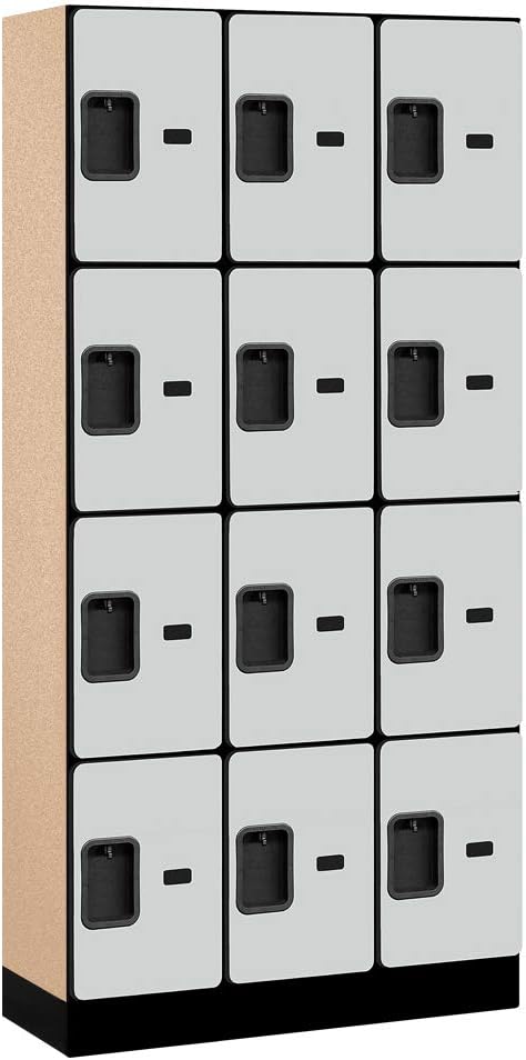 Salsbury Industries Four Tier Designer Wood Locker, Mahogany, 6' 3" x 18"
