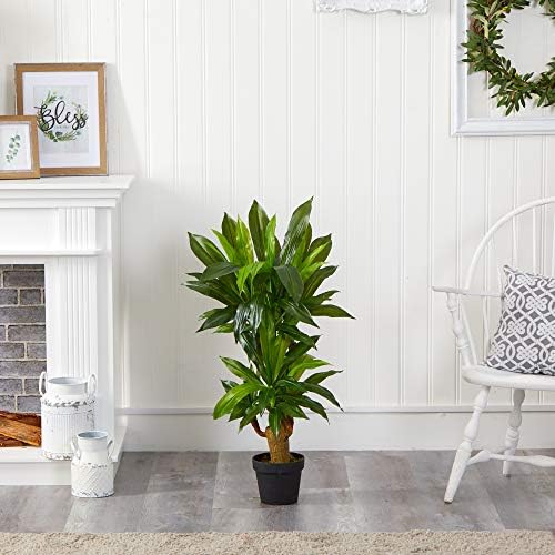 Nearly Natural 3 ft Artificial Corn Stalk Dracaena Real-Touch Floor Plant