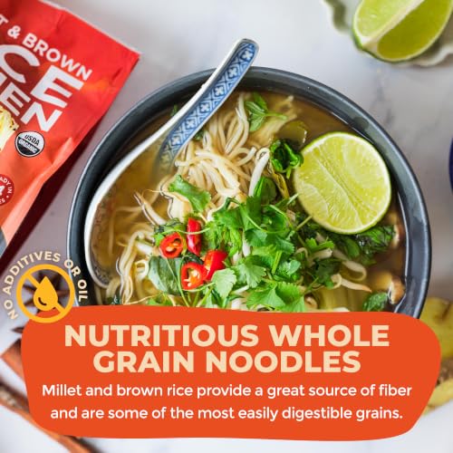 Lotus Foods Organic Millet and Brown Rice Ramen - 10 Oz Bag (Pack of 1) | Noodles, Gluten Free Instant Ramen Noodles, Vegan, Low Sodium, Made with Brown Rice Flour and Millet Flour