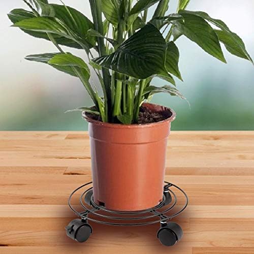 KEILEOHO 3 Pack 10.6 Inches Metal Plant Caddy with Wheels, Heavy Duty Plant Caddy Stands, Rolling Plant Stand for Indoor, Outdoor, Garden, House