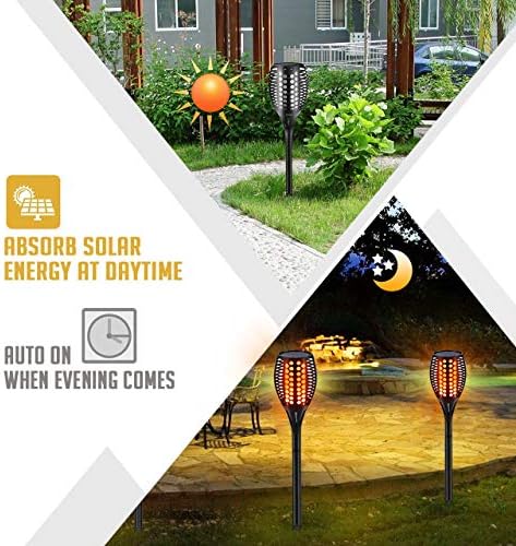 Aityvert Flickering Flame Solar Torch Lights Outdoor, 43" Tall, 2 Pack | Realistic 96-LED Flame Effect,Higher & Larger,IP65 Waterproof, Landscape Decoration Auto On/Off for Patio, Garden,Pathway