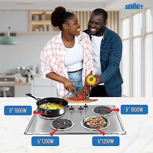 Summit 30" 4 Burner Electric Cooktop Stainless Steel - CR430SS