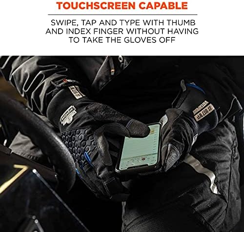 Ergodyne unisex adult Reinforced Thermal Waterproof Winter Work Gloves, Black, Large Pack of 1 US