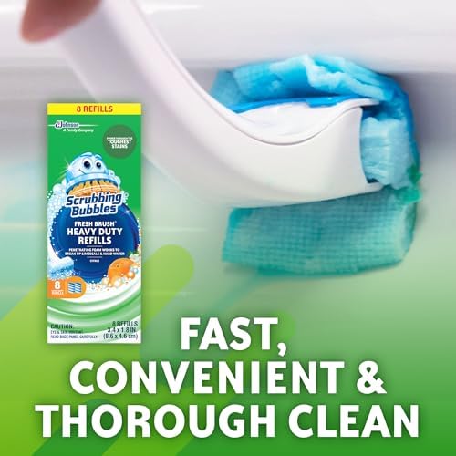 Scrubbing Bubbles Toilet Bowl Wand Cleaner Refills, Fresh Brush Heavy Duty Cleaner Toilet Refill Pads, Removes Limescale & Odors, Citrus Scent, 8 Count (Pack of 1)