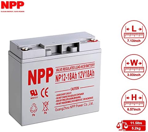 NPP NP12-18Ah 12V 18Ah (T12), 12Volt Rechargeable SLA Battery for UPS Electric Scooter, Replaces Pride Mobility Go-Go Elite Battery,UB12180 FM12180 6fm18