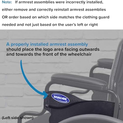 AlveyTech Desk Length Clothing Guard for Invacare Tracer & 9000 Series Wheelchairs (Right) - Replacement Black 11-1/2" x 5" Wheelchair Under Armrest Guard, Side Specific (1110285)