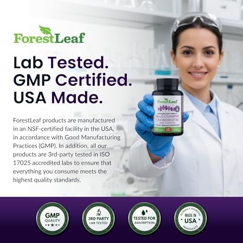 ForestLeaf Glucosamine Chondroitin MSM Joint Supplement Complex - 1200mg - 120 Caps