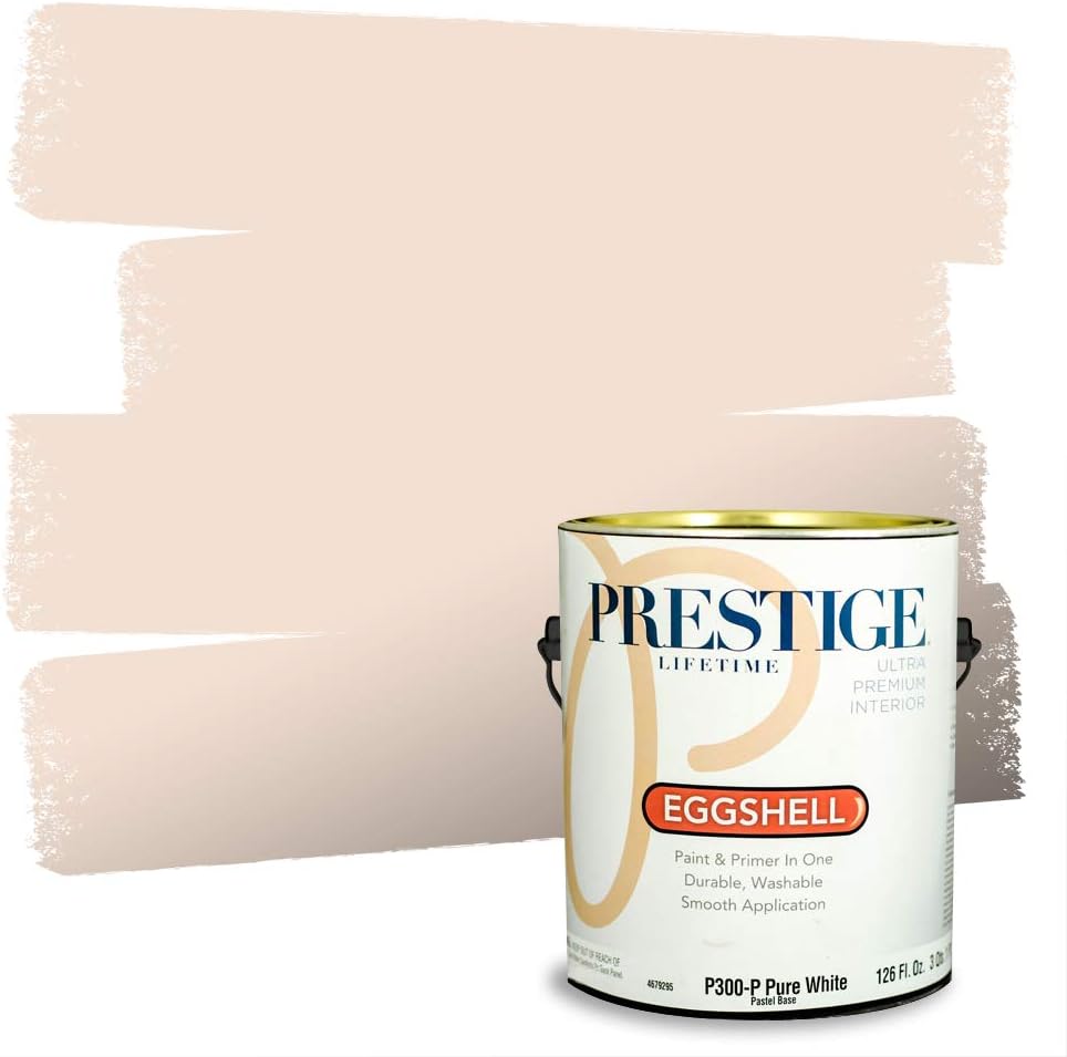 PRESTIGE Paints Exterior Paint and Primer In One, 1-Gallon, Semi-Gloss, Comparable Match of Sherwin Williams* Captivating Cream*