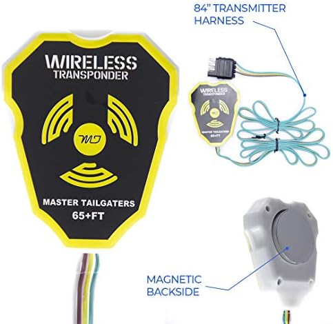 Master Tailgaters Wireless Trailer Tow Lights | Multi Functional Signal Lights | Sturdy Magnetic Mount | 65 Feet Range | 4 Pin Flat Connection