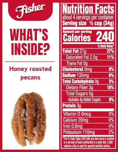 Fisher Snack Glazed Pecans Candied, 24 oz, Pack of 1 | Junior Mammoth Candied Pecans, Perfect For Gifting Or Personal Enjoyment, Crunchy, Irresistibly Sweet