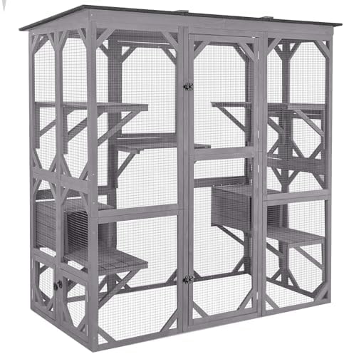 Aivituvin Extra Large Window Catio 5-Level Outdoor Cat Enclosure with Cover