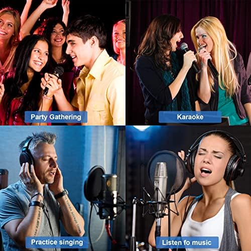 Rybozen Wireless Microphone Karaoke Mixer System, Dual Handheld Wireless Microphone for Karaoke, Smart TV, PC, Speaker, Amplifier, Church