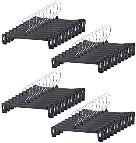 Tosnail 40 Pack 12 Inch Plastic Skirt Pants Clothes Hangers with Non-Slip Big Clips and Swivel Hook - Black