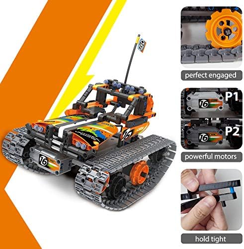 3-in-1 STEM Remote Control Building Kits - Tracked Car/Robot/Tank - 2.4Ghz Rechargeable RC Racer Toy Set Gift for 8-12 14 Year Old Boys and Girls