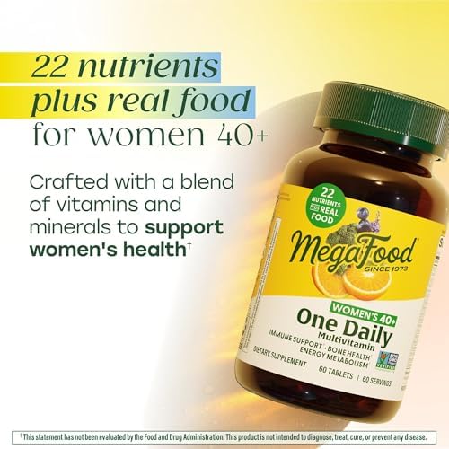 MegaFood One Daily Multivitamin for Women 40+ with 22 Nutrients, 30 Tablets | Immune Support, Cellular Energy, Muscle & Bone Health, Methylated B12, Methylfolate, Vitamin D3, C and Zinc, 30 Servings