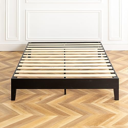 Mellow Naturalista Classic - 12 Inch Solid Wood Platform Bed with Wooden Slats, No Box Spring Needed, Easy Assembly, Queen, Pine