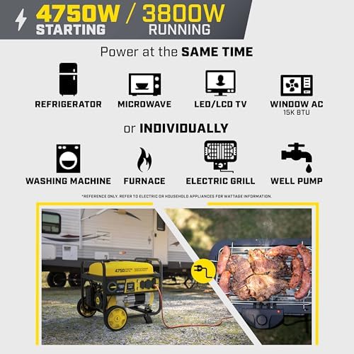 Champion Power Equipment 4750-Watt RV Ready Portable Generator with Free 3-Year Warranty, CARB Compliant