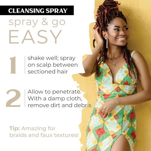 Dollylocks Cleansing Rinse-free Shampoo Spray | Removes Build-up + Moisturizes | Plant-Based Residue-free Vegan | Locs, Braids, Hair Extensions