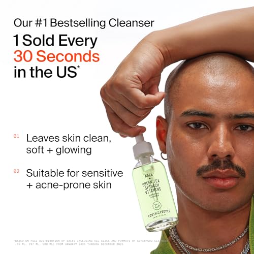 Youth To The People Superfood Cleanser - Kale + Spinach Hydrating Face Wash | Antioxidant-Rich Daily Facial Cleanser - Refillable, pH-balanced, Non-drying, Gentle Makeup Remover, All Skin Types, Vegan