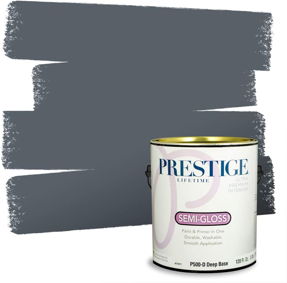 PRESTIGE Paints Exterior Paint and Primer In One, 1-Gallon, Satin, Comparable Match of Sherwin Williams* Tricorn Black*