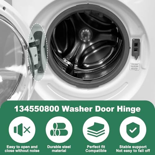 Upgraded 134550800 Affinity Washer Door Hinge with Bushings & 131763310 Striker Kit - Compatible with Frigidaire, Kenmore, Electrolux