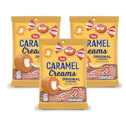 Goetze's Candy Classic Vanilla Caramel Creams, 4 oz Bags 3 Pack | Individually Wrapped Chewy Caramel & Vanilla Cream Treats, Fresh from the Factory