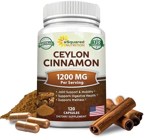 Natural Ceylon Cinnamon 1200mg Per Serving - 120 Capsules, True Cinnamon from Sri Lanka, Extract Supplement Pills Promotes Heart Health