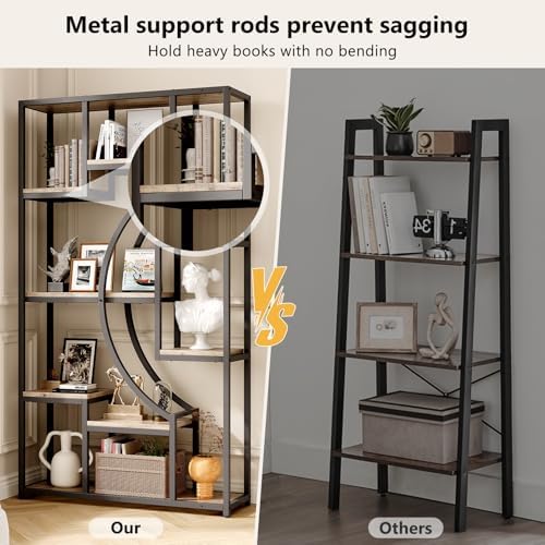 70.8" Tall Bookshelf Set of 2, 79" Wide Geometric Display Shelf with 18 Open Storage Shelves, Etagere Bookcase for Living Room, Office