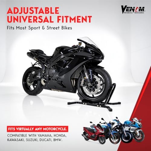 Universal Motorcycle Wheel Tire Chock Self-locking Bike Stand Cradle Chocks Compatible with Harley Davidson Yamaha Honda Kawasaki Suzuki Ducati BMW