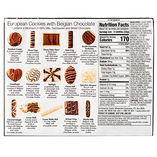 Kirkland Signature European Cookies with Belgian Chocolate, 49.4 Ounce - PACK OF 3