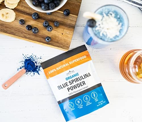 Lone Star Botanicals Organic Blue Spirulina Powder - 100% Pure Blue-Green Algae, No Fishy Smell, Vegan Superfood for Smoothies & Drinks, Non GMO