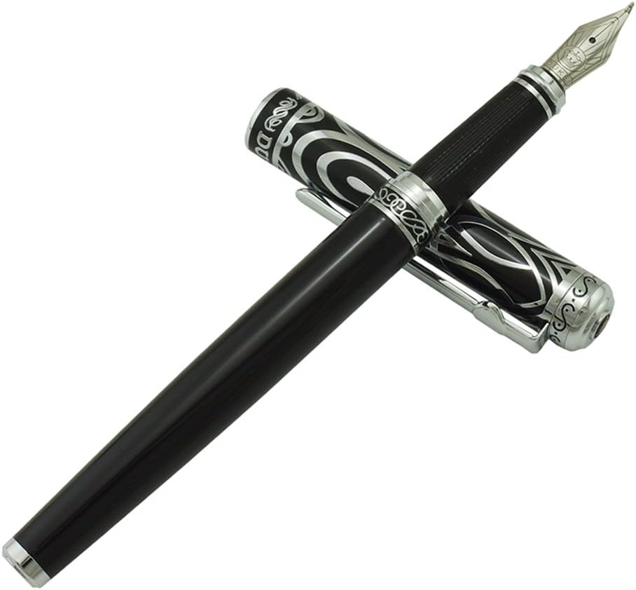 Duke Fude Nib Fountain Pen Medium to Broad Nature Mother Pearl on Cap with Pen Pouch sketching Art Drawing Signature Calligraphy Pen Case Set